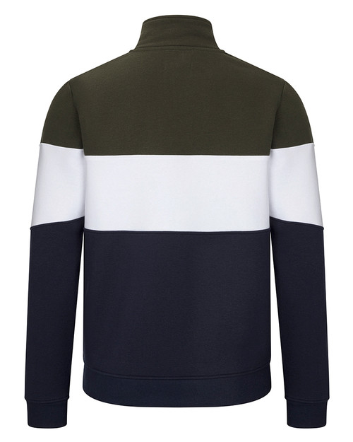 Hoggs Of Fife men's Dumfries 1/4 zip sweatshirt Forest/White/Navy, polycotton jumper.