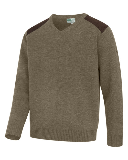 Hoggs of Fife Melrose 2 V Neck Pullover in Green, men's v neck country jumper