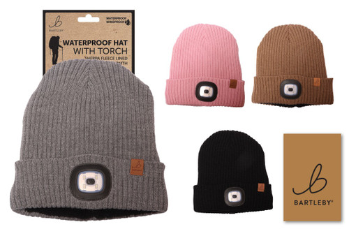 Bartleby Waterproof Sherpa Fleece Lined Hat with Light