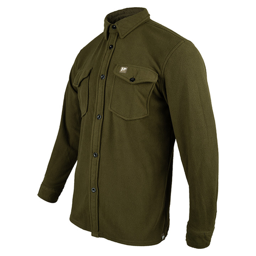 Jack Pyke Polar Fleece Shirt in Dark Olive, men's lightweight fleece shirt