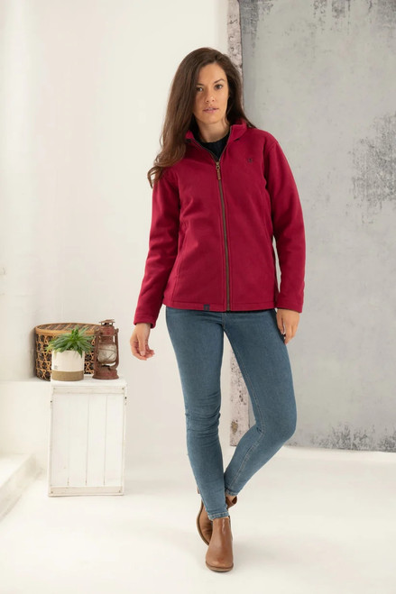 Lighthouse Ladies Ashby Waterproof Fleece in Berry Red, women's waterproof country fleece