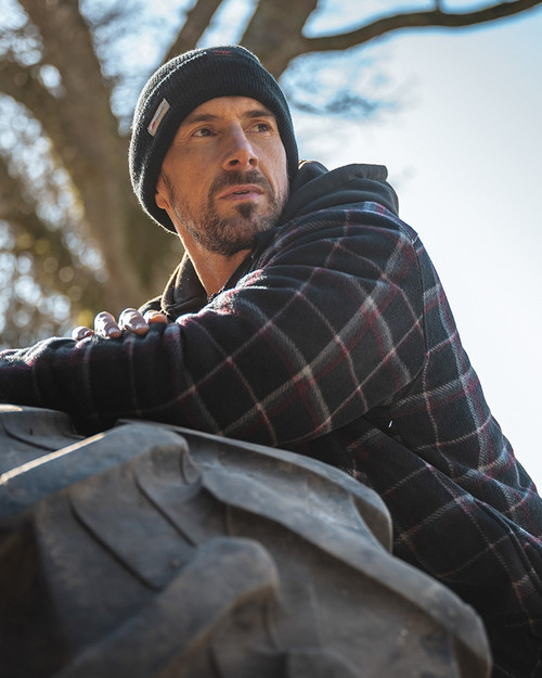 Hoggs of Fife Granite Hooded Work Fleece in black check