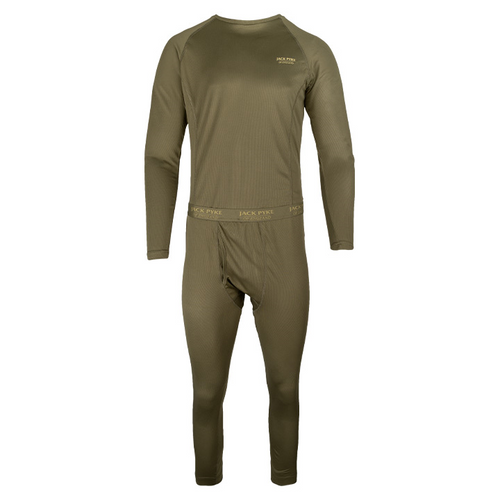 Jack Pyke Men's base layer set. Under trousers and top in green.