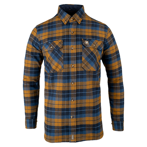 Jack Pyke Bleasdale Heavy Flannel Shirt in Navy Russet, men's country check shirt
