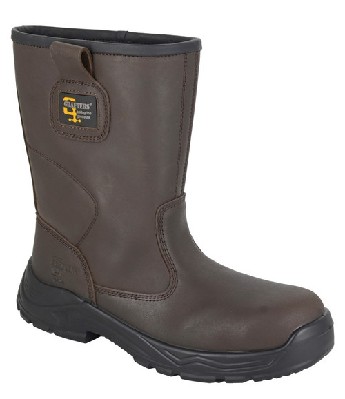 Grafters Waterproof Safety Rigger Boots in brown, men's safety toe cap rigger work boots