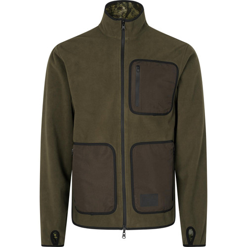 Seeland Rogue Reversible Fleece Jacket in green and camouflage, men's reversible windproof fleece jacket