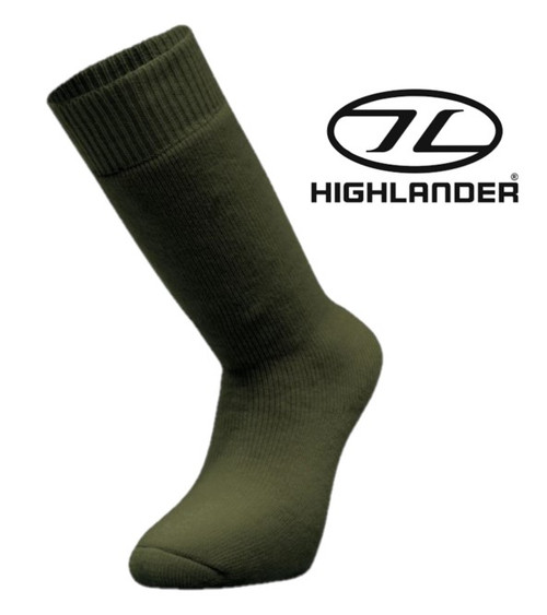 Highlander Claymore wool socks in Olive, made with 72% natural wool.