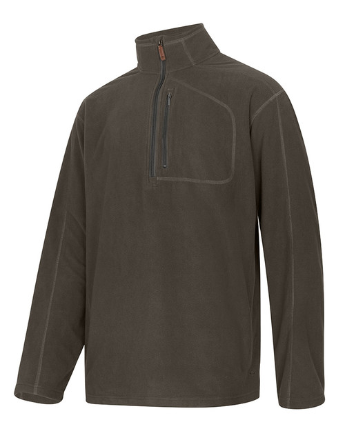 Hoggs of Fife Islander TechPro quarter zip shirt, men's country fleece pullover in brown