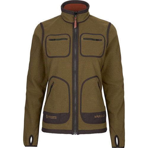 Harkila ladies Kamko fleece jacket in Dark Olive/Arabian Spice, features the GORE-TEX INFINIUM WINDSTOPPER membrane.