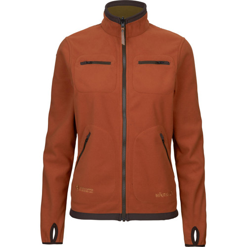 Harkila ladies Kamko fleece jacket in Dark Olive/Arabian Spice, features the GORE-TEX INFINIUM WINDSTOPPER membrane.