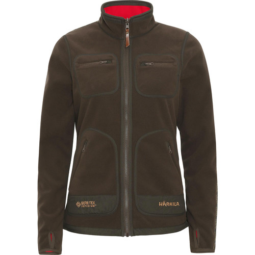 Harkila ladies Kamko fleece jacket in Brown/Red, features the GORE-TEX INFINIUM WINDSTOPPER membrane.