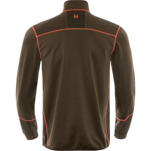 Harkila men's Scandinavian fleece jacket Willow Green / Shadow Brown. full zip, breathable jacket.