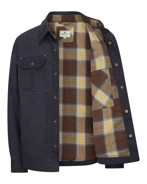 Hoggs Of Fife Huntly Wax overshirt in Navy, 100% waxed cotton canvas.