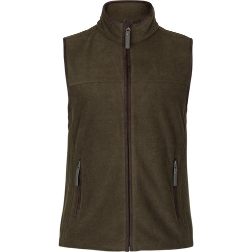 Seeland Woodcock Earl fleece waistcoat in Pine Green Melange, faux suede trim details.