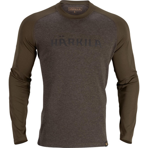 Harkila Metso Long Sleeve T Shirt Willow Green, men's long sleeve, wool blend top
