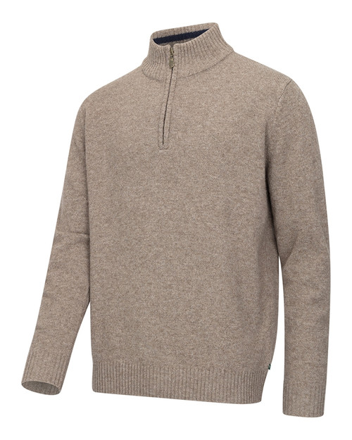 Hoggs Of Fife Lothian II quarter zip pullover jumper in Oatmeal Marl.