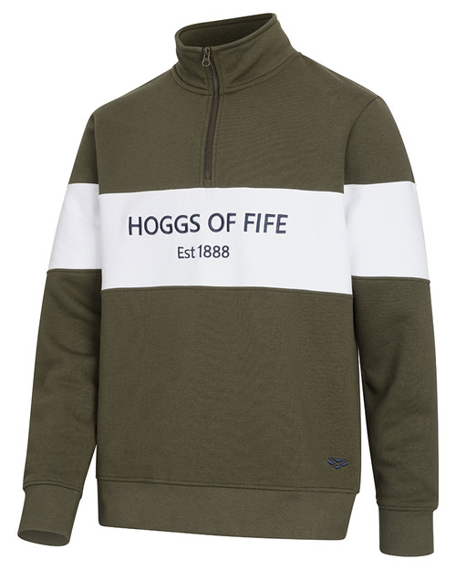 Hoggs Of Fife Men's Dumfries 1/4 zip sweatshirt, Hoggs Of Fife logo on the front.