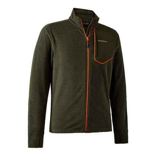 Deerhunter men's Chamois Fleece Jacket in Forest Green 361, with Orange details.