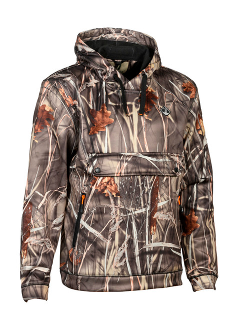 Percussion Hooded Sweatshirt 15165 in ghost camouflage, men's camo softshell hooded top
