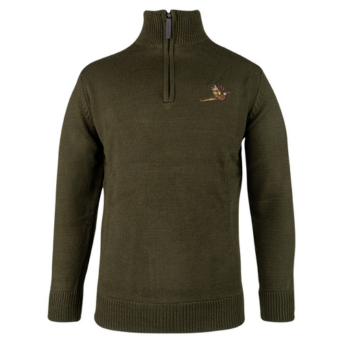 Jack Pyke men's Pheasant zip neck pullover jumper in Brown.