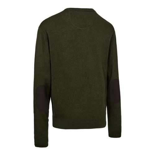 Deerhunter men's Harrington V-neck knit jumper in Forest Ember, Merino Wool.