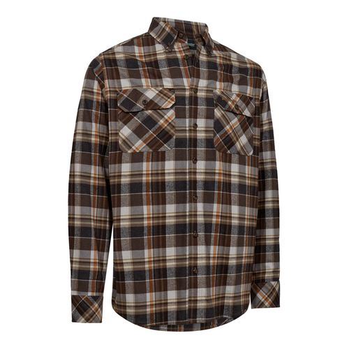 Deerhunter men's Robert long sleeve shirt in Brown Check, 100% brushed cotton.