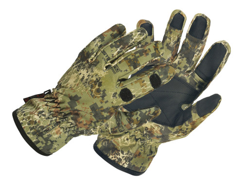 Verney Carron Softshell Gloves with trigger finger in snake forest camo
