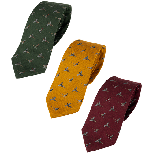 Jack Pyke pheasant patterned silk tie