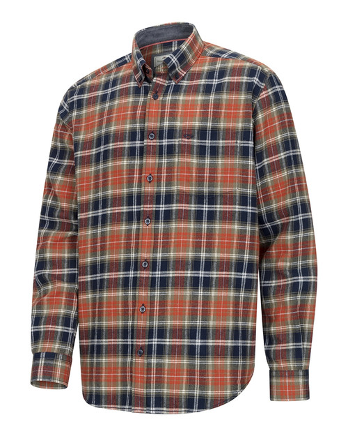 Hoggs of Fife Pitcairn Flannel Shirt in rust, green and navy check, men's country check shirt