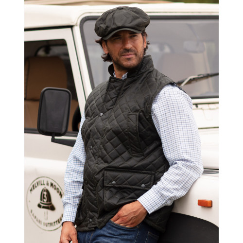 Walker & Hawkes Lincoln Wax Diamond Quilted Gilet, men's country wax waistcoat