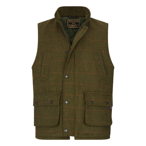 Walker & Hawkes Derby Tweed Barrington Shooting Gilet, men's tweed shooting waistcoat