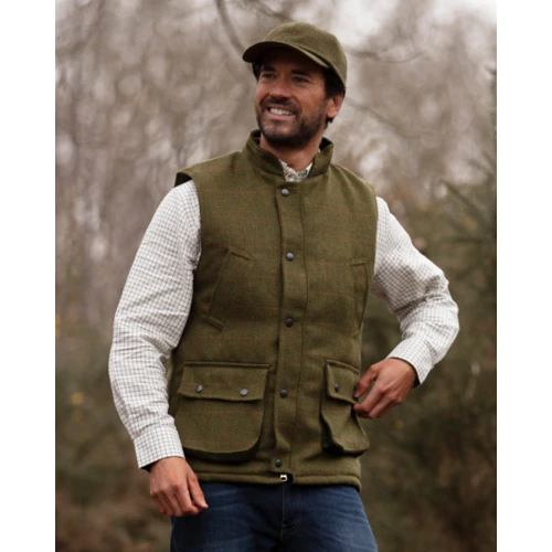 Walker & Hawkes Derby Tweed Barrington Shooting Gilet, men's tweed shooting waistcoat