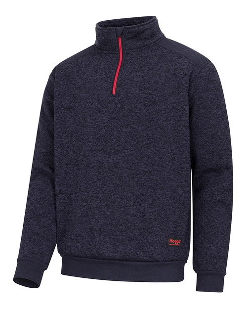Hoggs of Fife Green King 2 Quarter Zip knit jumper in navy