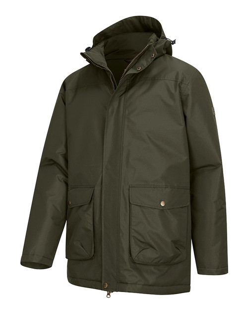 Hoggs of Fife Walker Long Coat in green, men's waterproof country jacket