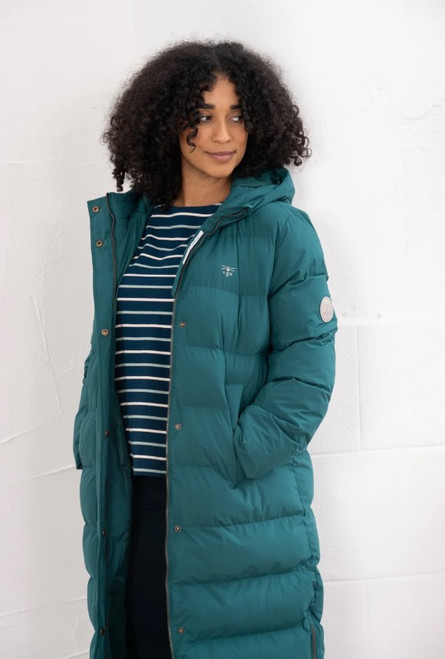Lighthouse Ladies Savannah Long Padded Jacket in pine green