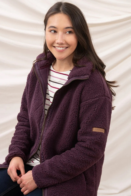 Lighthouse Ladies Cobh Fleece Jacket, women's sherpa fleece jacket in cranberry
