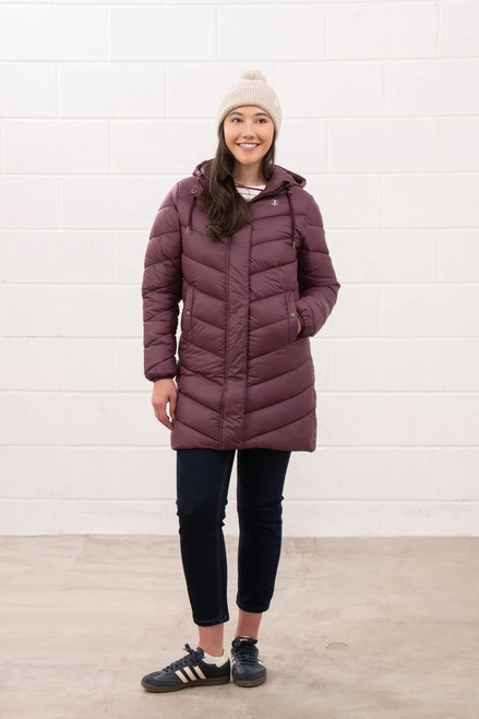 Lighthouse Ladies Laurel Coat in cranberry, women's three quarter length quilted jacket