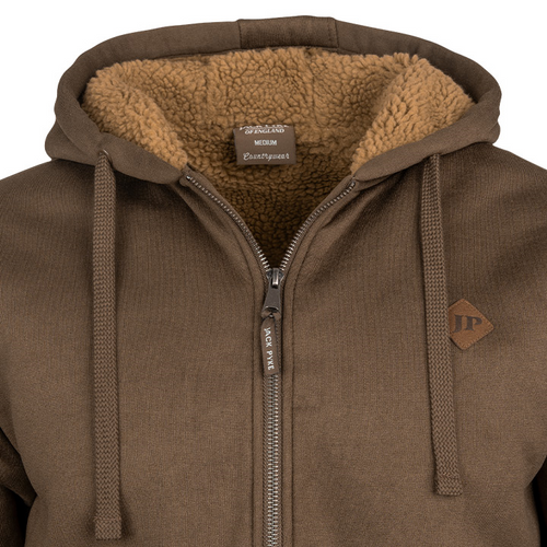 Jack Pyke Yakka Hoodie in coyote, men's sherpa fleece lined hooded sweatshirt