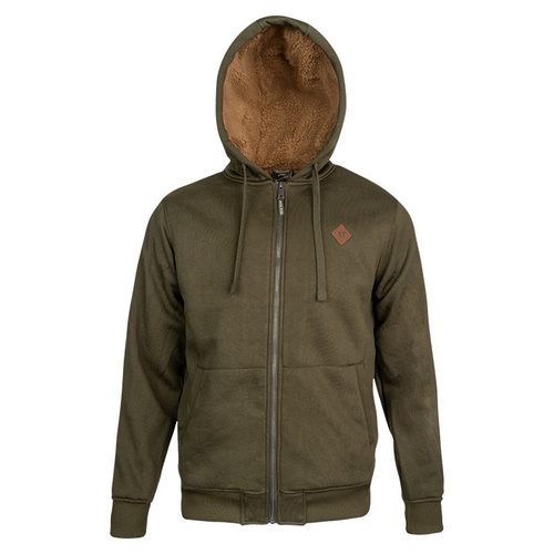 Jack Pyke Yakka Hoodie in green, men's sherpa fleece lined hooded sweatshirt