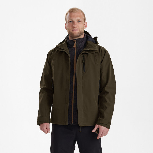 Deerhunter Sarek Shell Jacket with hood 5430 in Fallen Leaf, men's waterproof and breathable shooting jacket