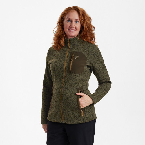 Deerhunter Lady Sarek Knitted Jacket in Olive Night, women's knitted country jacket