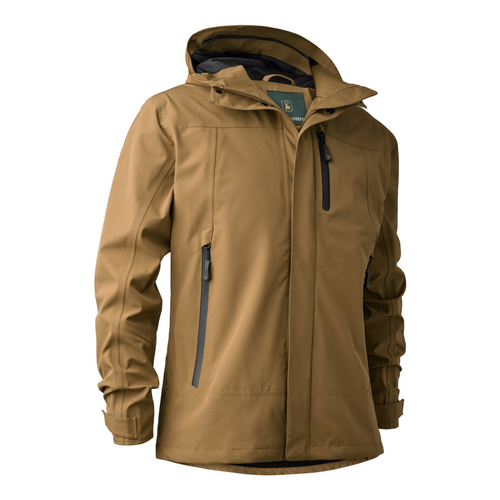 Deerhunter Sarek Shell Jacket with hood 5430 in Butternut, men's waterproof and breathable shooting jacket