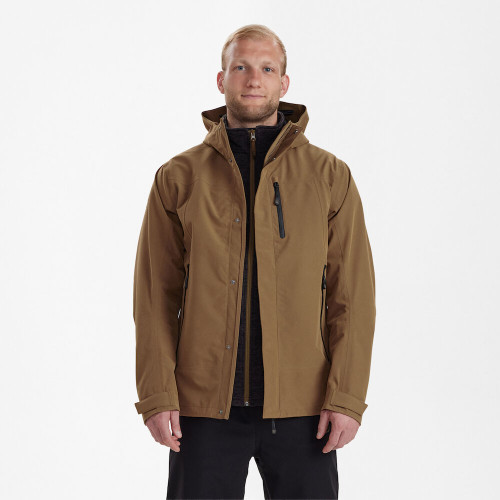 Deerhunter Sarek Shell Jacket with hood 5430 in Butternut, men's waterproof and breathable shooting jacket
