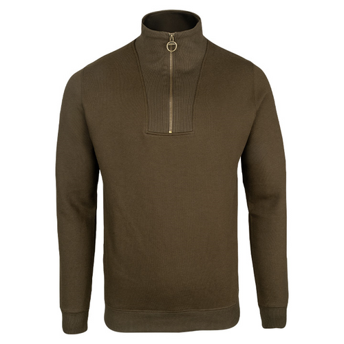 Jack Pyke Half Zip Sweatshirt in dark olive, men's zipped long sleeve country top