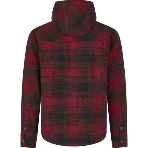 Seeland Yukon Jacket, men's Sherpa fleece lined shirt jacket with hood in red check