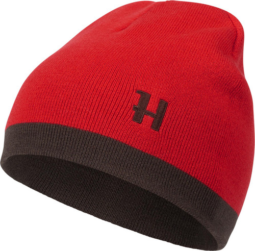 Harkila Aspire Reversible Beanie Hat in shadow brown and red