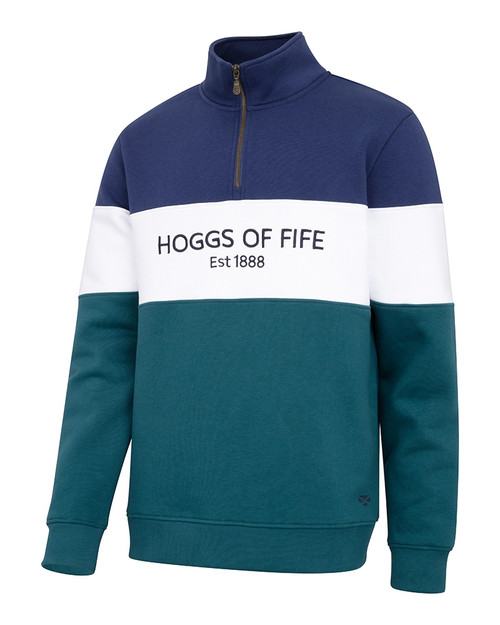 Hoggs of Fife Dumfries 1888 1/4 Zip Sweatshirt in blue colour block