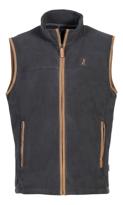 Percussion Scotland Fleece Gilet in grey, men's country fleece waistcoat with contrast piping