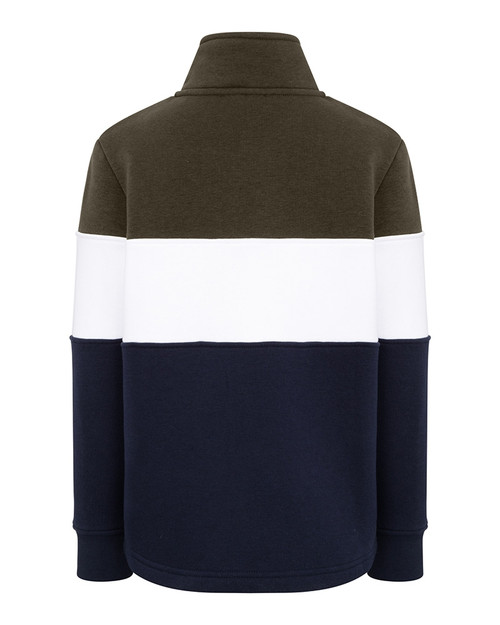 Hoggs of Fife Children's Dumfries 1888 Sweatshirt, kids colour block country jumper with a quarter zip