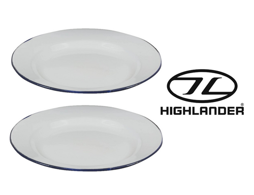 Highlander Enamel Vintage Camping Plate in white